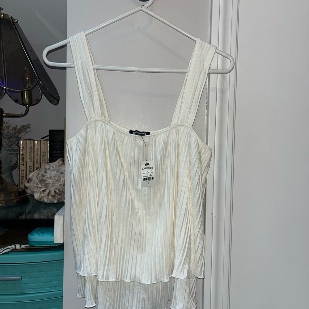 Express White Pleated Women's Top